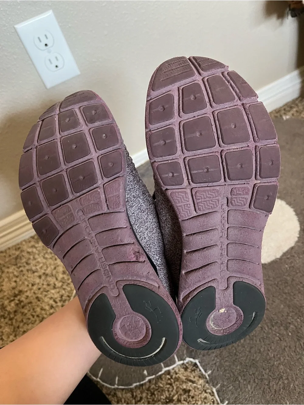 Under Armour Women’s Knit Athletic Shoes in Plum with Orange Accents